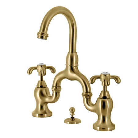 Kingston Brass Bridge Bathroom Faucet with Brass Pop-Up, Brushed Brass KS7997TX